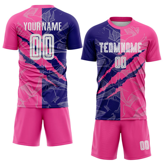 Custom Graffiti Pattern Dark Purple-Pink Scratch Sublimation Soccer Uniform Jersey - Sky-Custom