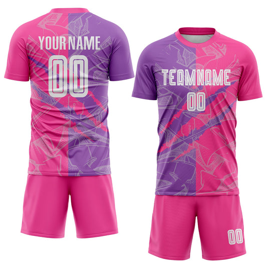 Custom Graffiti Pattern Medium Purple-Pink Scratch Sublimation Soccer Uniform Jersey - Sky-Custom