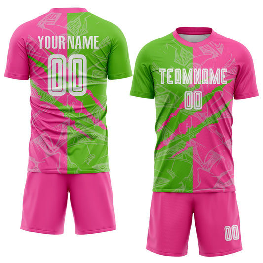 Custom Graffiti Pattern Aurora Green-Pink Scratch Sublimation Soccer Uniform Jersey - Sky-Custom