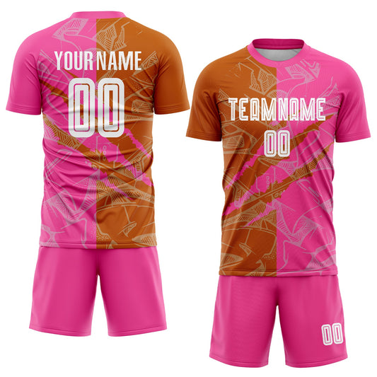 Custom Graffiti Pattern Texas Orange-Pink Scratch Sublimation Soccer Uniform Jersey - Sky-Custom