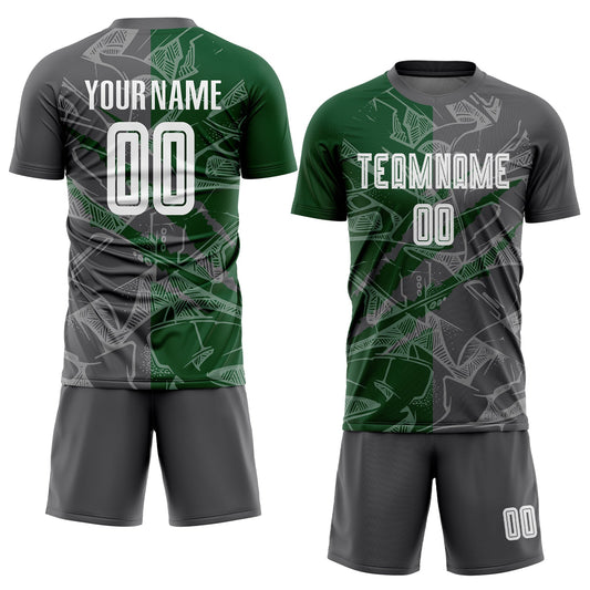 Custom Graffiti Pattern Steel Gray-Green Scratch Sublimation Soccer Uniform Jersey - Sky-Custom