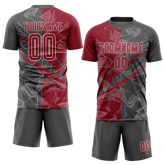 Custom Graffiti Pattern Cardinal-Steel Gray Scratch Sublimation Soccer Uniform Jersey - Sky-Custom