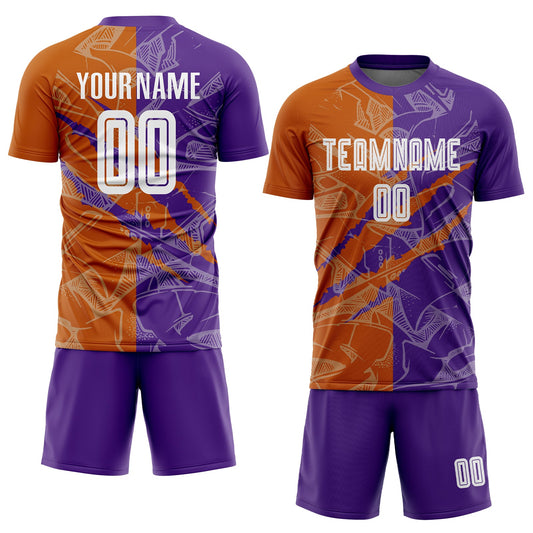 Custom Graffiti Pattern Texas Orange-Purple Scratch Sublimation Soccer Uniform Jersey - Sky-Custom