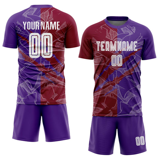 Custom Graffiti Pattern Maroon-Purple Scratch Sublimation Soccer Uniform Jersey - Sky-Custom