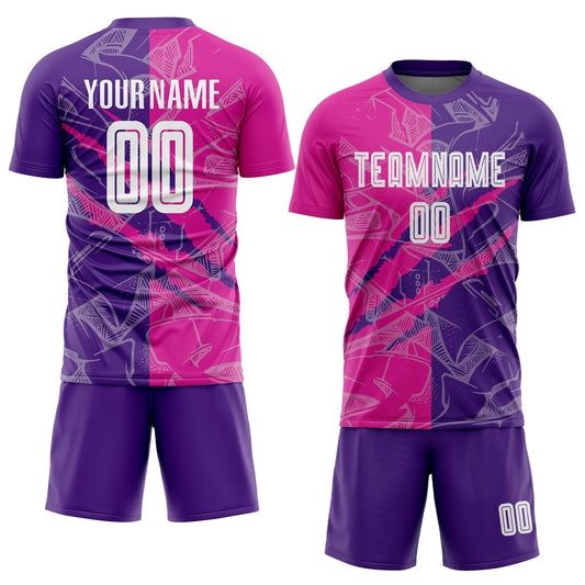 Custom Graffiti Pattern Deep Pink-Purple Scratch Sublimation Soccer Uniform Jersey - Sky-Custom
