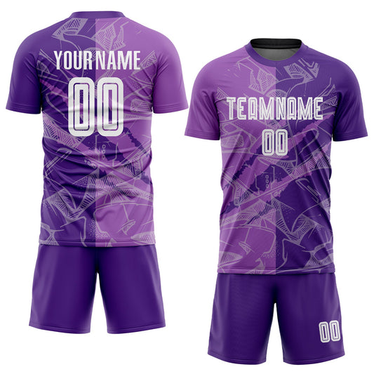 Custom Graffiti Pattern Medium Purple-Purple Scratch Sublimation Soccer Uniform Jersey - Sky-Custom