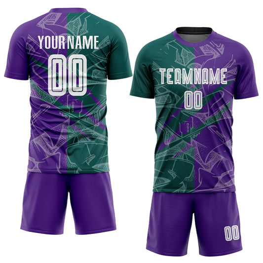 Custom Graffiti Pattern Midnight Green-Purple Scratch Sublimation Soccer Uniform Jersey - Sky-Custom
