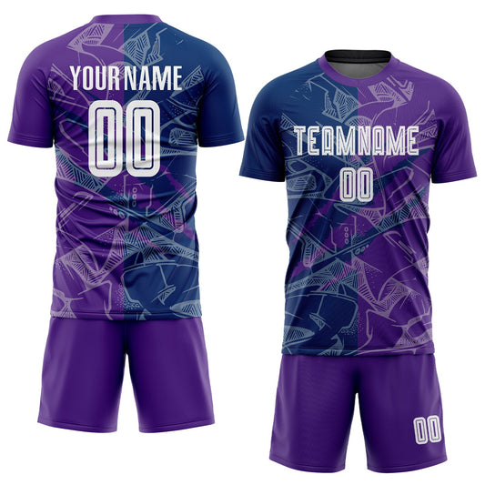 Custom Graffiti Pattern US Navy Blue-Purple Scratch Sublimation Soccer Uniform Jersey - Sky-Custom