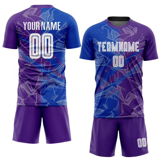 Custom Graffiti Pattern Thunder Blue-Purple Scratch Sublimation Soccer Uniform Jersey - Sky-Custom