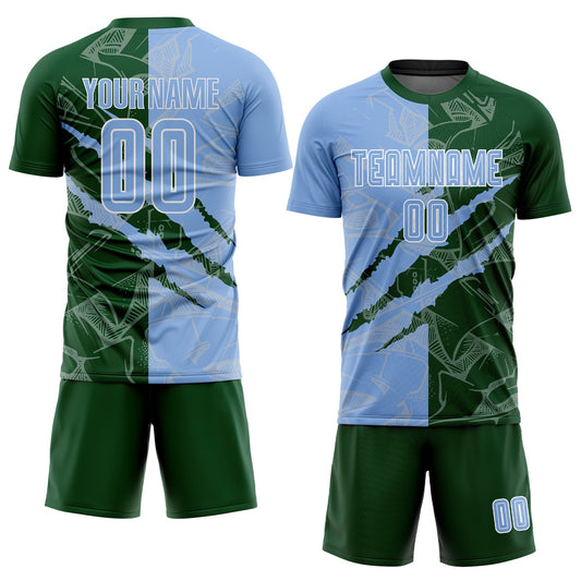 Custom Graffiti Pattern Light Blue-Green Scratch Sublimation Soccer Uniform Jersey - Sky-Custom