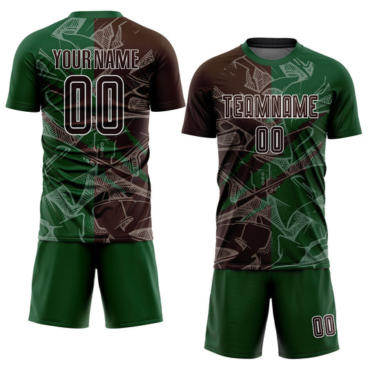 Custom Graffiti Pattern Brown-Green Scratch Sublimation Soccer Uniform Jersey - Sky-Custom