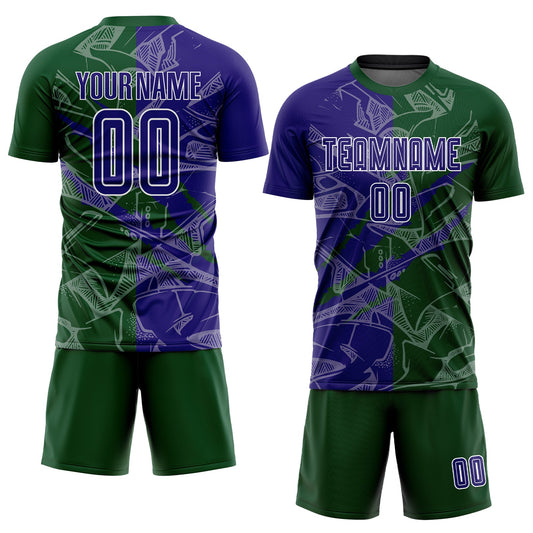 Custom Graffiti Pattern Dark Purple-Green Scratch Sublimation Soccer Uniform Jersey - Sky-Custom