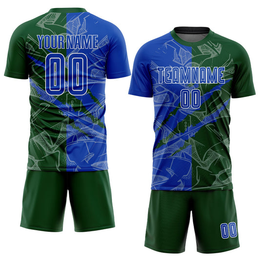Custom Graffiti Pattern Thunder Blue-Green Scratch Sublimation Soccer Uniform Jersey - Sky-Custom