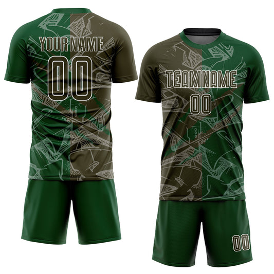 Custom Graffiti Pattern Olive-Green Scratch Sublimation Soccer Uniform Jersey - Sky-Custom