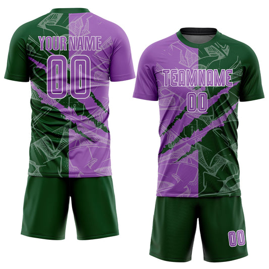 Custom Graffiti Pattern Medium Purple-Green Scratch Sublimation Soccer Uniform Jersey - Sky-Custom