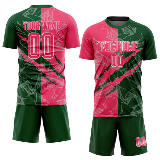 Custom Graffiti Pattern Neon Pink-Green Scratch Sublimation Soccer Uniform Jersey - Sky-Custom