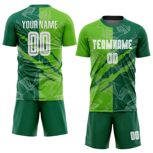 Custom Graffiti Pattern Aurora Green-Kelly Green Scratch Sublimation Soccer Uniform Jersey - Sky-Custom