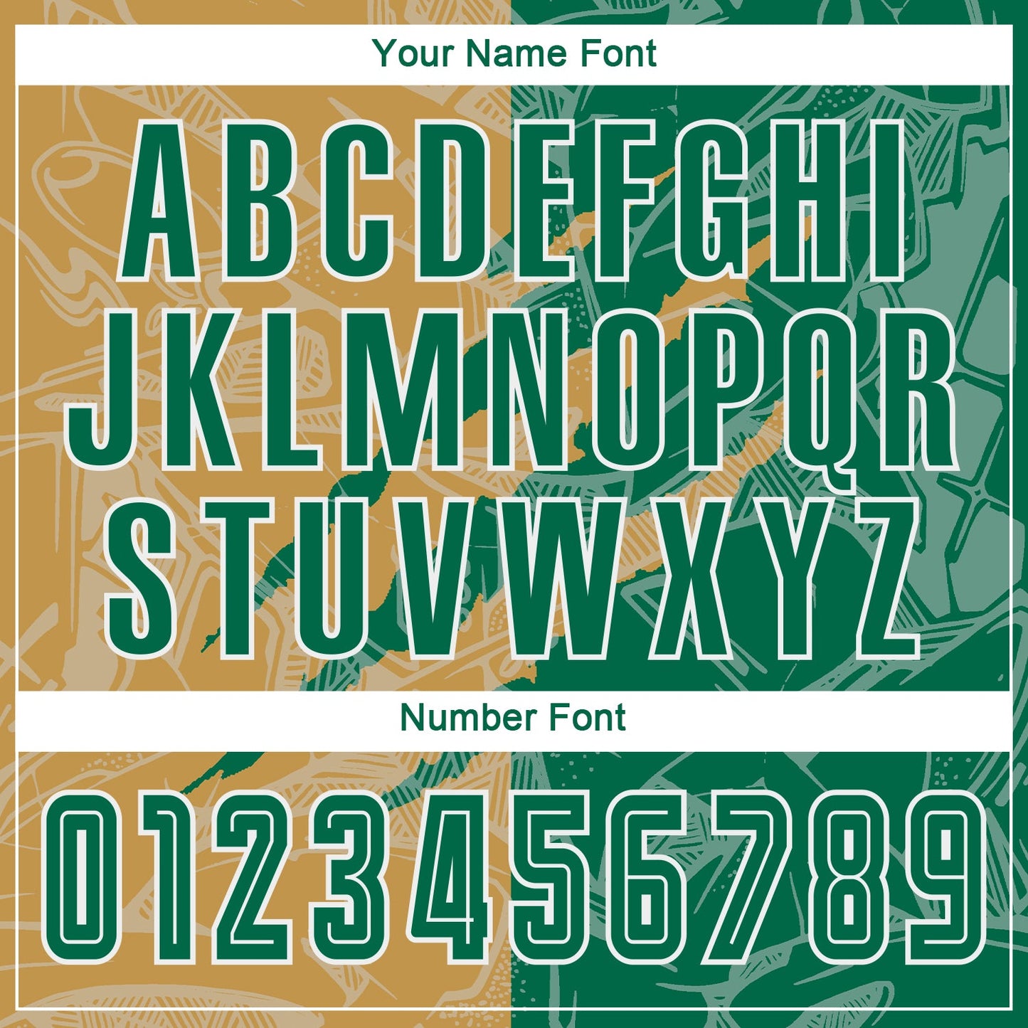 Custom Graffiti Pattern Kelly Green-Old Gold Scratch Sublimation Soccer Uniform Jersey - Sky-Custom
