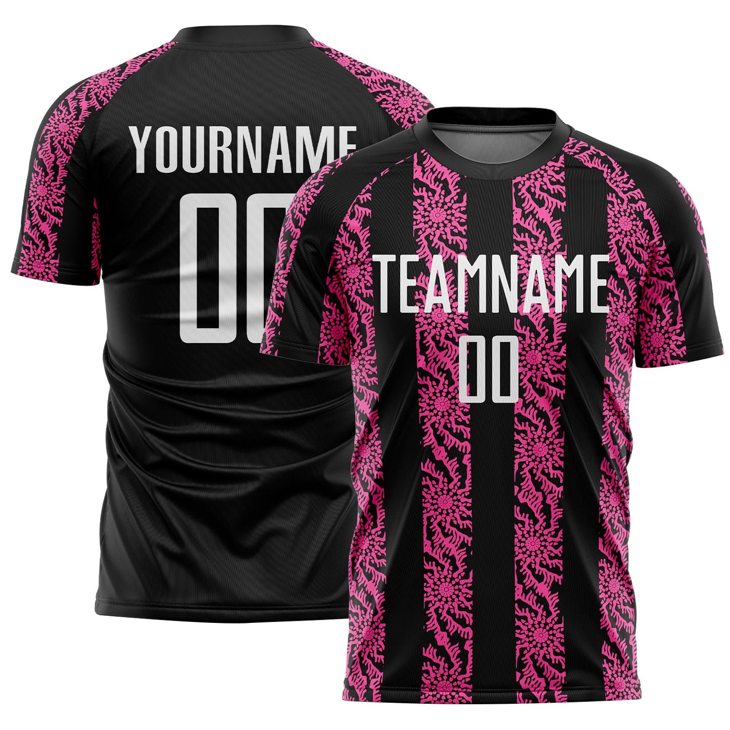 Custom Black White-Pink Abstract Shape Sublimation Soccer Uniform Jersey - Sky-Custom