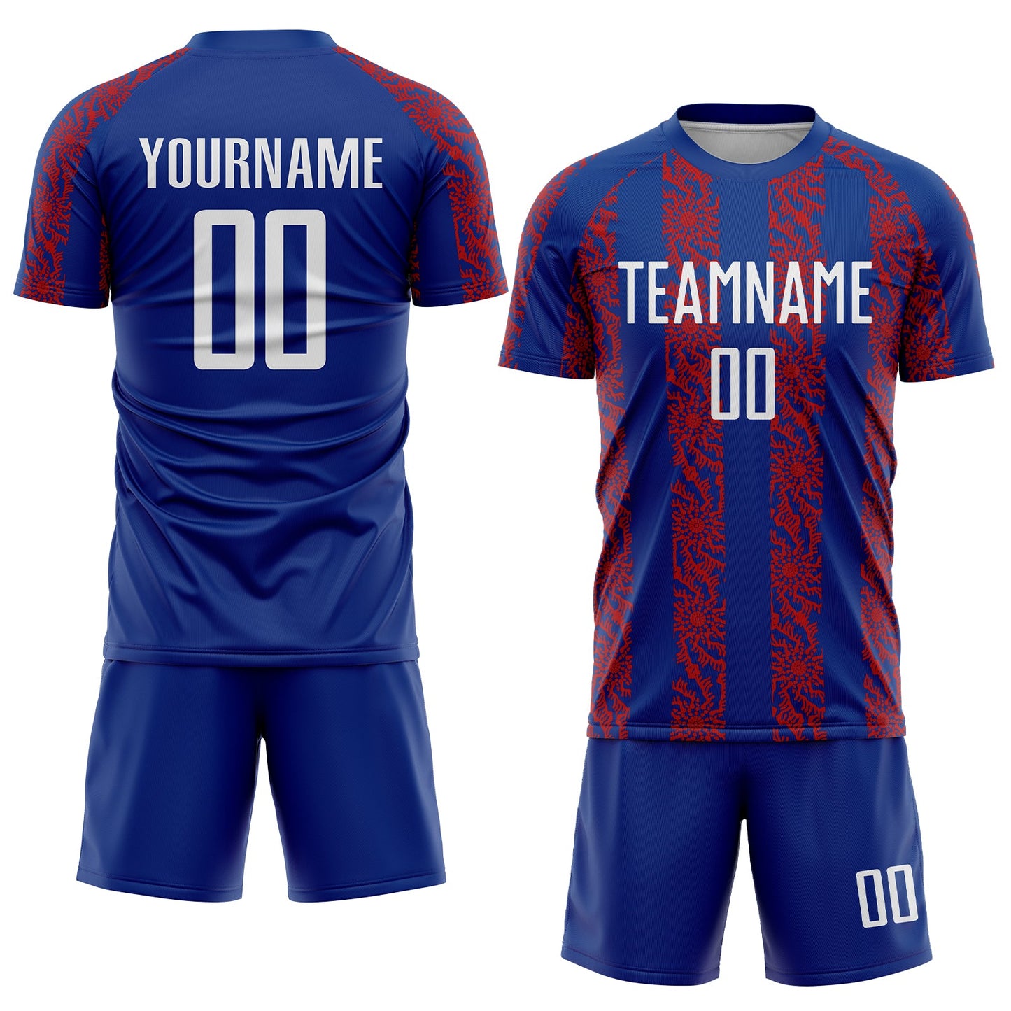 Custom Royal White-Red Abstract Shape Sublimation Soccer Uniform Jersey - Sky-Custom