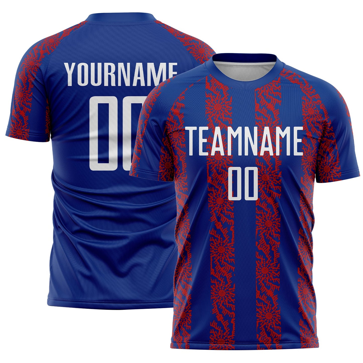 Custom Royal White-Red Abstract Shape Sublimation Soccer Uniform Jersey - Sky-Custom