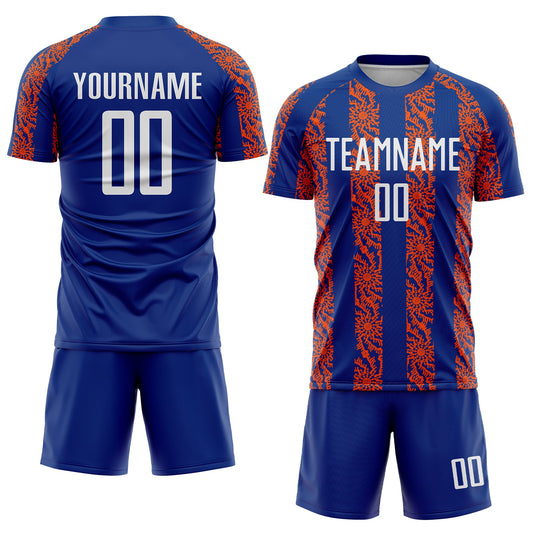 Custom Royal White-Orange Abstract Shape Sublimation Soccer Uniform Jersey - Sky-Custom