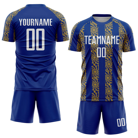 Custom Royal White-Old Gold Abstract Shape Sublimation Soccer Uniform Jersey - Sky-Custom