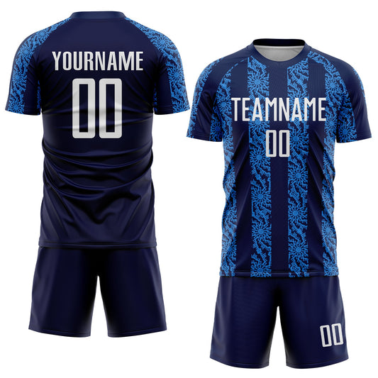 Custom Navy White-Powder Blue Abstract Shape Sublimation Soccer Uniform Jersey - Sky-Custom