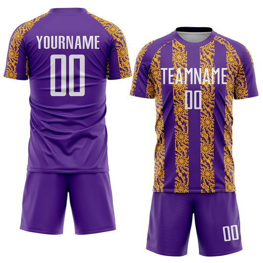 Custom Purple White-Gold Abstract Shape Sublimation Soccer Uniform Jersey - Sky-Custom