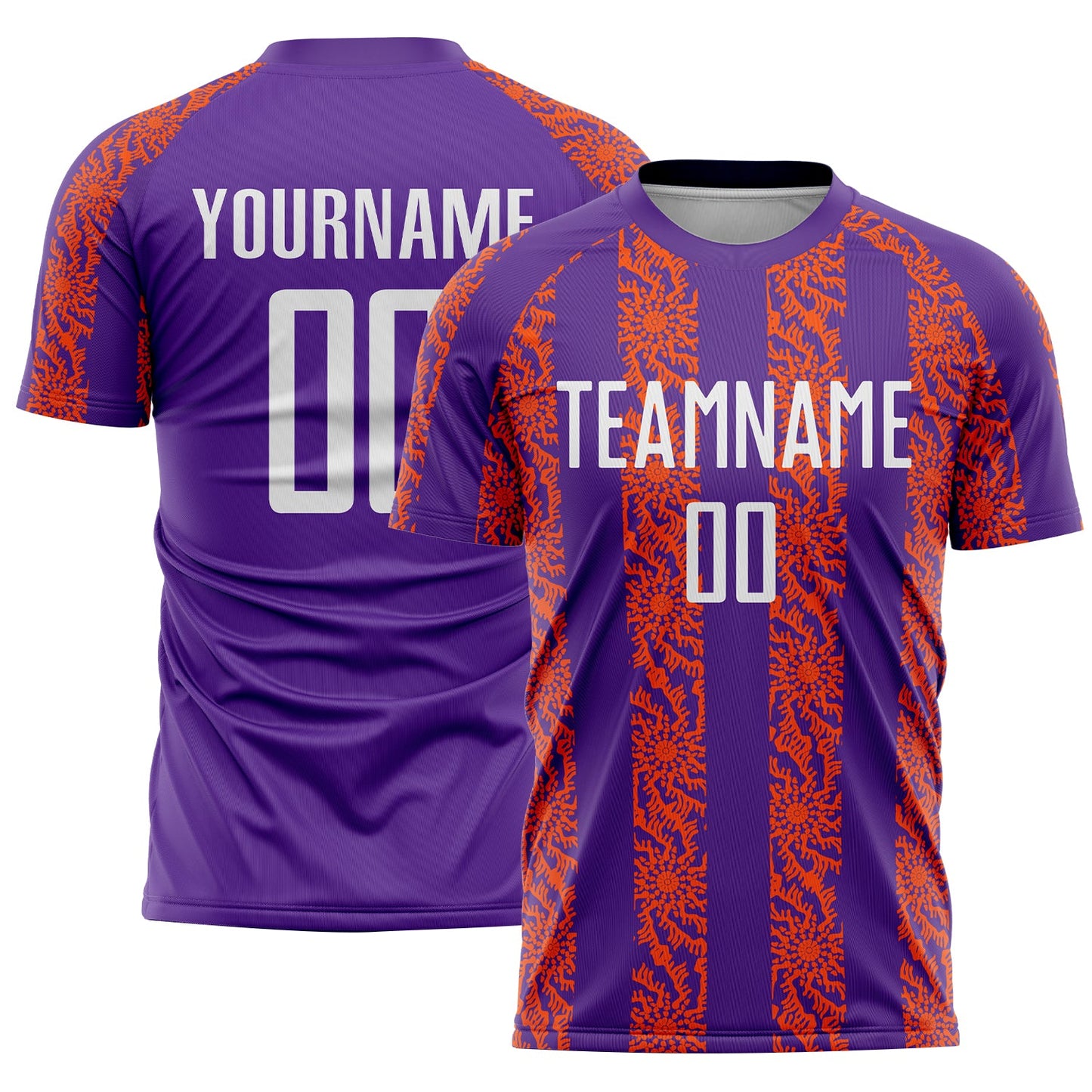 Custom Purple White-Orange Abstract Shape Sublimation Soccer Uniform Jersey - Sky-Custom