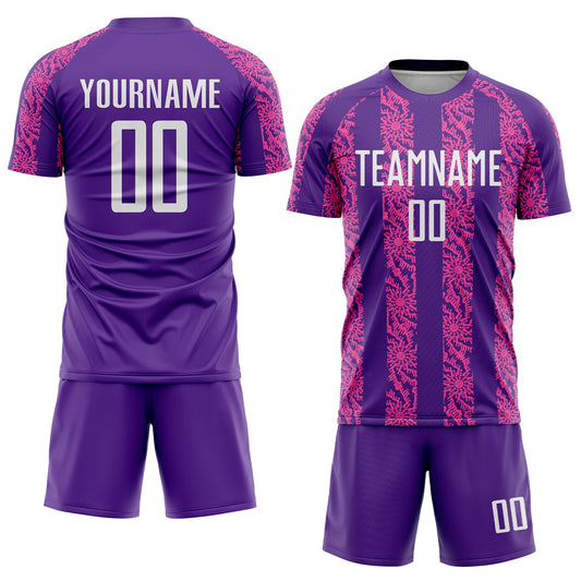 Custom Purple White-Pink Abstract Shape Sublimation Soccer Uniform Jersey - Sky-Custom