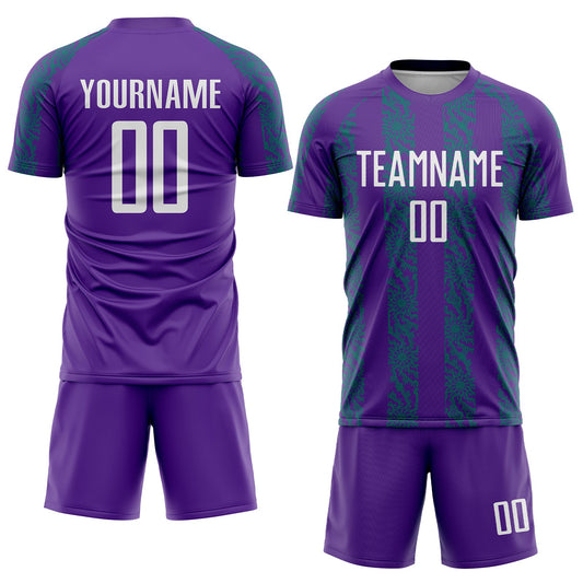 Custom Purple White-Teal Abstract Shape Sublimation Soccer Uniform Jersey - Sky-Custom