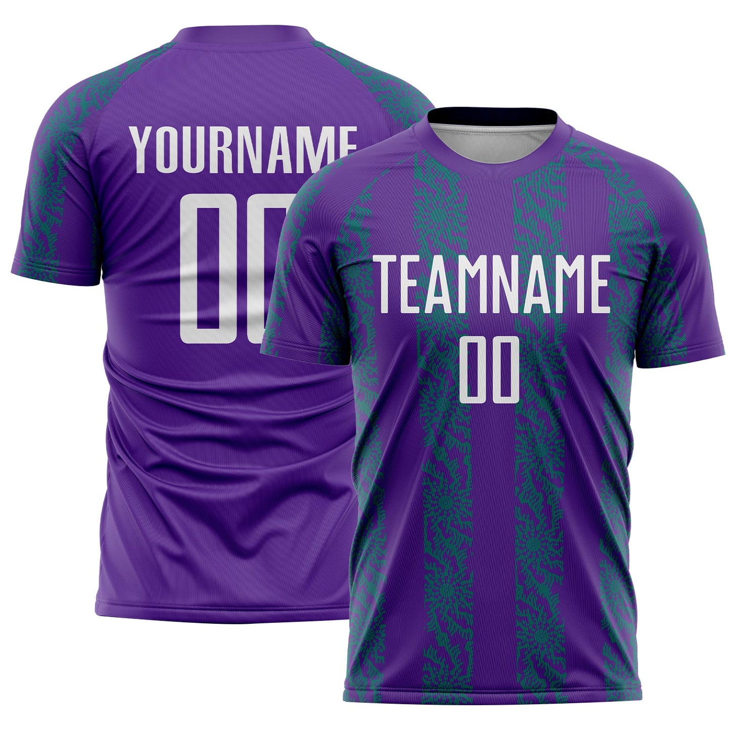 Custom Purple White-Teal Abstract Shape Sublimation Soccer Uniform Jersey - Sky-Custom
