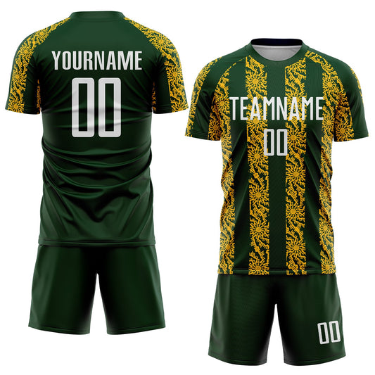 Custom Green White-Gold Abstract Shape Sublimation Soccer Uniform Jersey - Sky-Custom