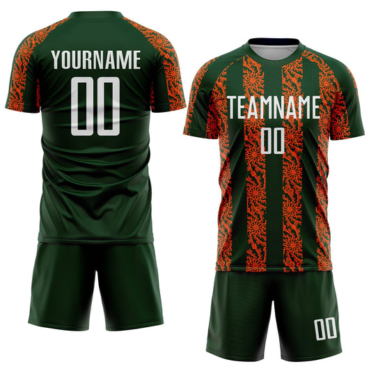 Custom Green White-Orange Abstract Shape Sublimation Soccer Uniform Jersey - Sky-Custom