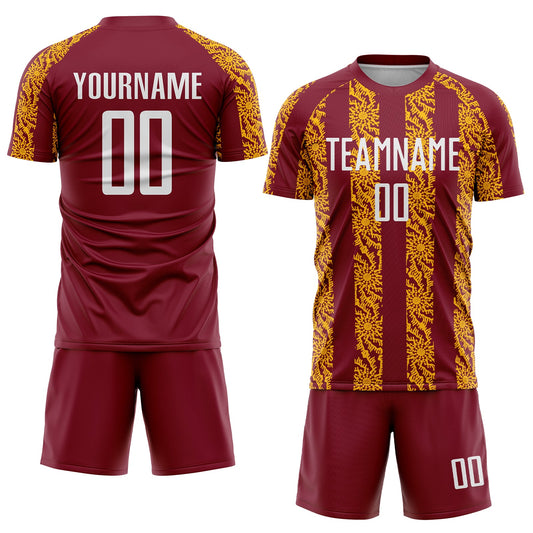 Custom Crimson White-Gold Abstract Shape Sublimation Soccer Uniform Jersey - Sky-Custom