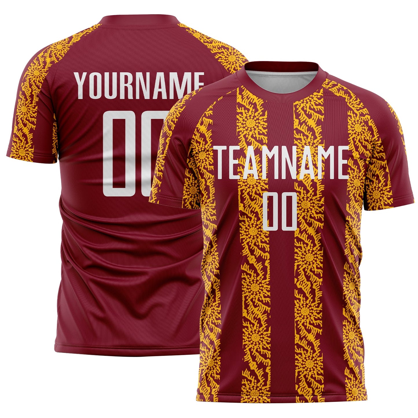 Custom Crimson White-Gold Abstract Shape Sublimation Soccer Uniform Jersey - Sky-Custom