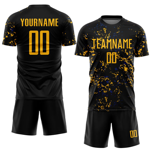 Custom Black Gold-Royal Abstract Fragment Art Sublimation Soccer Uniform Jersey - Sky-Custom
