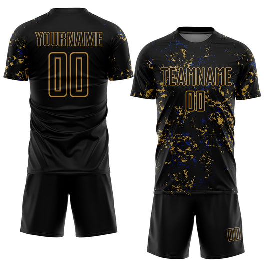 Custom Black Old Gold-Royal Abstract Fragment Art Sublimation Soccer Uniform Jersey - Sky-Custom