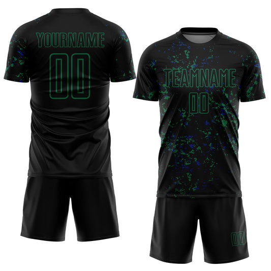 Custom Black Kelly Green-Royal Abstract Fragment Art Sublimation Soccer Uniform Jersey - Sky-Custom