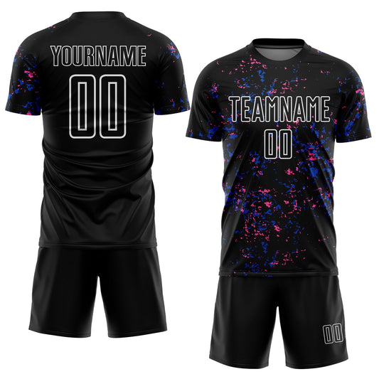 Custom Black Thunder Blue-Pink Abstract Fragment Art Sublimation Soccer Uniform Jersey - Sky-Custom