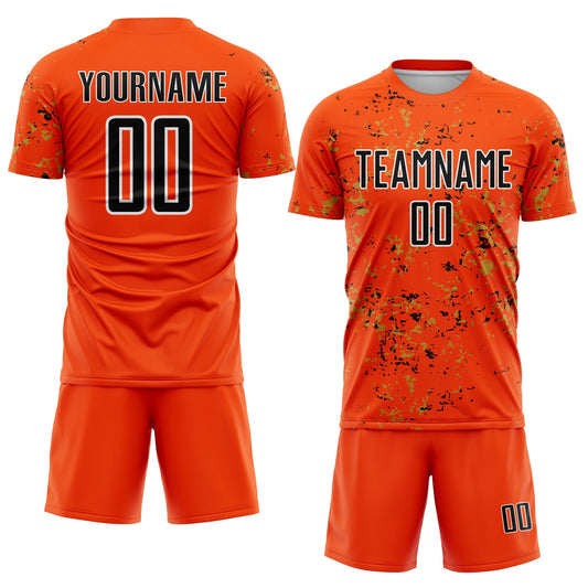 Custom Orange Black-Old Gold Abstract Fragment Art Sublimation Soccer Uniform Jersey - Sky-Custom
