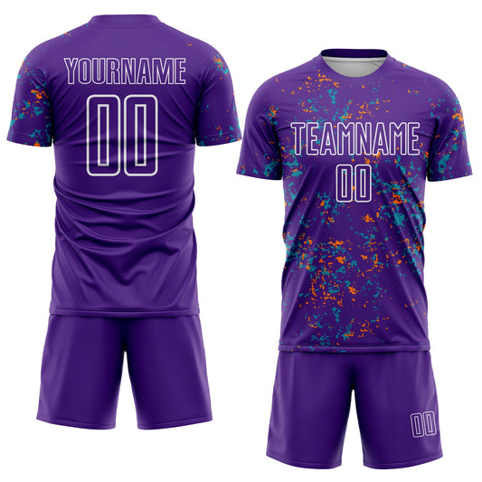Custom Purple Bay Orange-Teal Abstract Fragment Art Sublimation Soccer Uniform Jersey - Sky-Custom