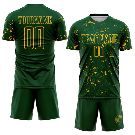 Custom Green Gold-Kelly Green Abstract Fragment Art Sublimation Soccer Uniform Jersey - Sky-Custom