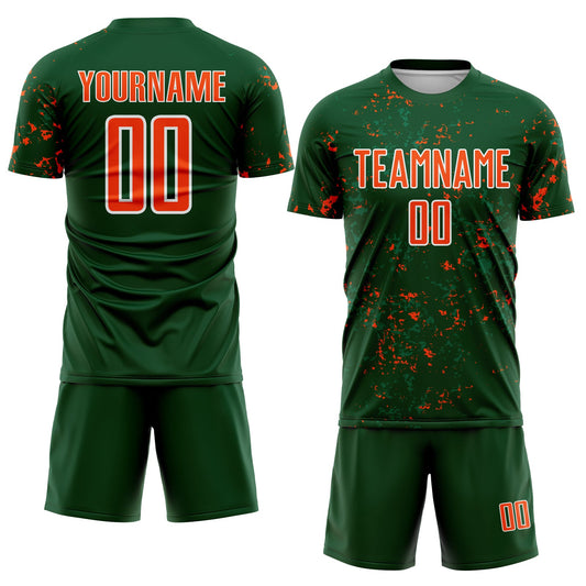 Custom Green Orange-Kelly Green Abstract Fragment Art Sublimation Soccer Uniform Jersey - Sky-Custom