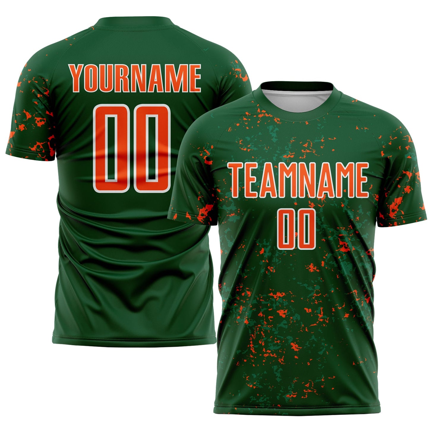 Custom Green Orange-Kelly Green Abstract Fragment Art Sublimation Soccer Uniform Jersey - Sky-Custom