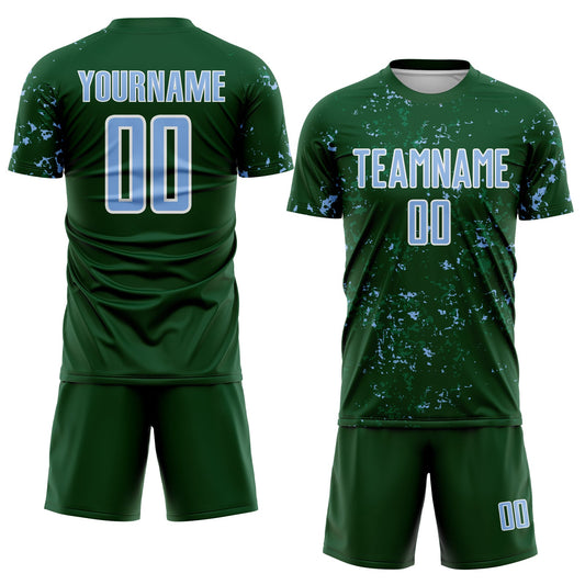Custom Green Light Blue-Kelly Green Abstract Fragment Art Sublimation Soccer Uniform Jersey - Sky-Custom