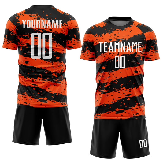 Custom Black White-Orange Splash Sublimation Soccer Uniform Jersey - Sky-Custom
