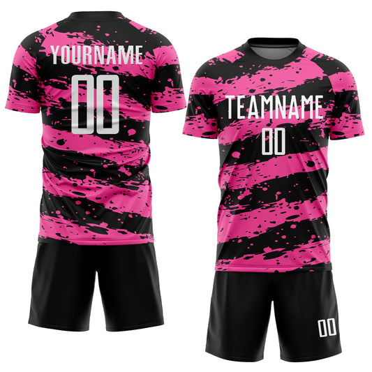 Custom Black White-Pink Splash Sublimation Soccer Uniform Jersey - Sky-Custom