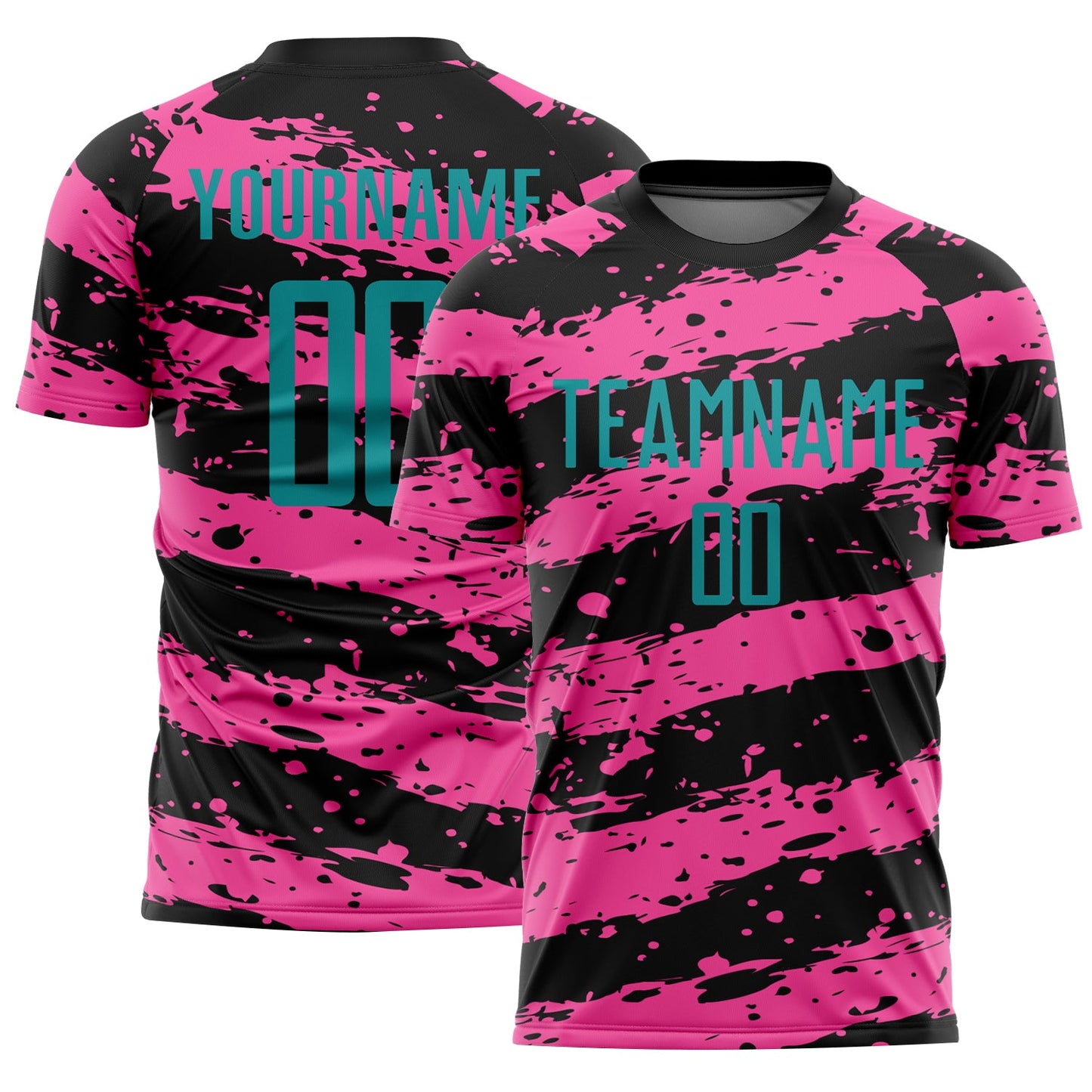 Custom Black Teal-Pink Splash Sublimation Soccer Uniform Jersey - Sky-Custom
